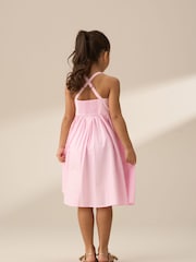 Angel & Rocket Pink Alegra Corsage Scallop 100% Cotton Dress - Image 3 of 8