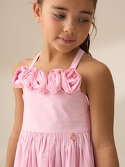Angel & Rocket Pink Alegra Corsage Scallop 100% Cotton Dress - Image 5 of 8