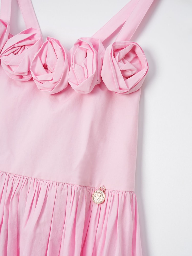 Angel & Rocket Pink Alegra Corsage Scallop 100% Cotton Dress - Image 8 of 8