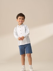 Angel & Rocket Dark Blue Chase Orange Colour Block Smart 100% Cotton Shirt - Image 1 of 1