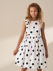 Angel & Rocket Amari White Spotty Bubble Hem Dress - Image 1 of 8