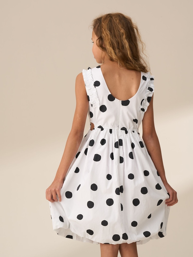 Angel & Rocket Amari White Spotty Bubble Hem Dress - Image 2 of 8