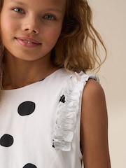 Angel & Rocket Amari White Spotty Bubble Hem Dress - Image 3 of 8