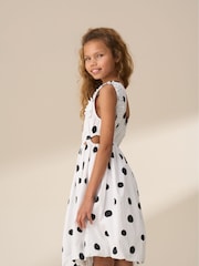 Angel & Rocket Amari White Spotty Bubble Hem Dress - Image 5 of 8