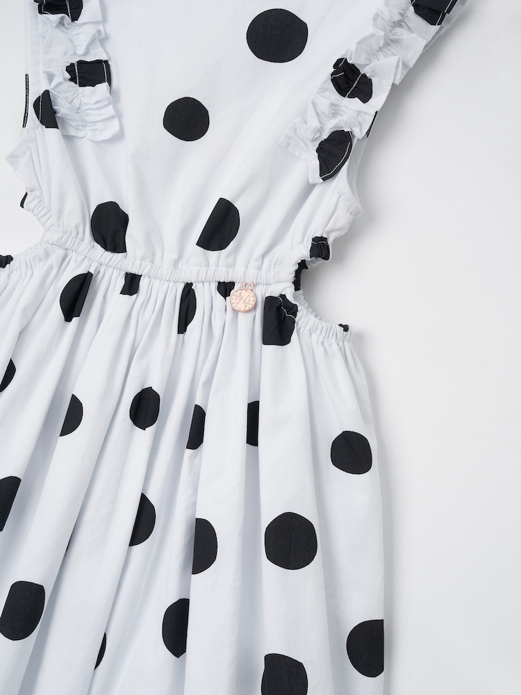 Angel & Rocket Amari White Spotty Bubble Hem Dress - Image 8 of 8