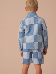 Angel & Rocket Blue 100% Cotton Chuck Denim Patchwork Shirt - Image 2 of 7
