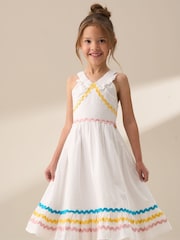 Angel & Rocket White Marie Tiered Frill 100% Cotton Dress - Image 1 of 8