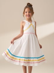 Angel & Rocket White Marie Tiered Frill 100% Cotton Dress - Image 2 of 8