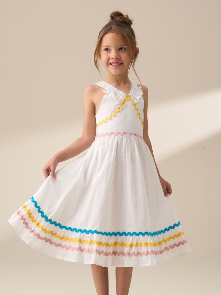 Angel & Rocket White Marie Tiered Frill 100% Cotton Dress - Image 2 of 8