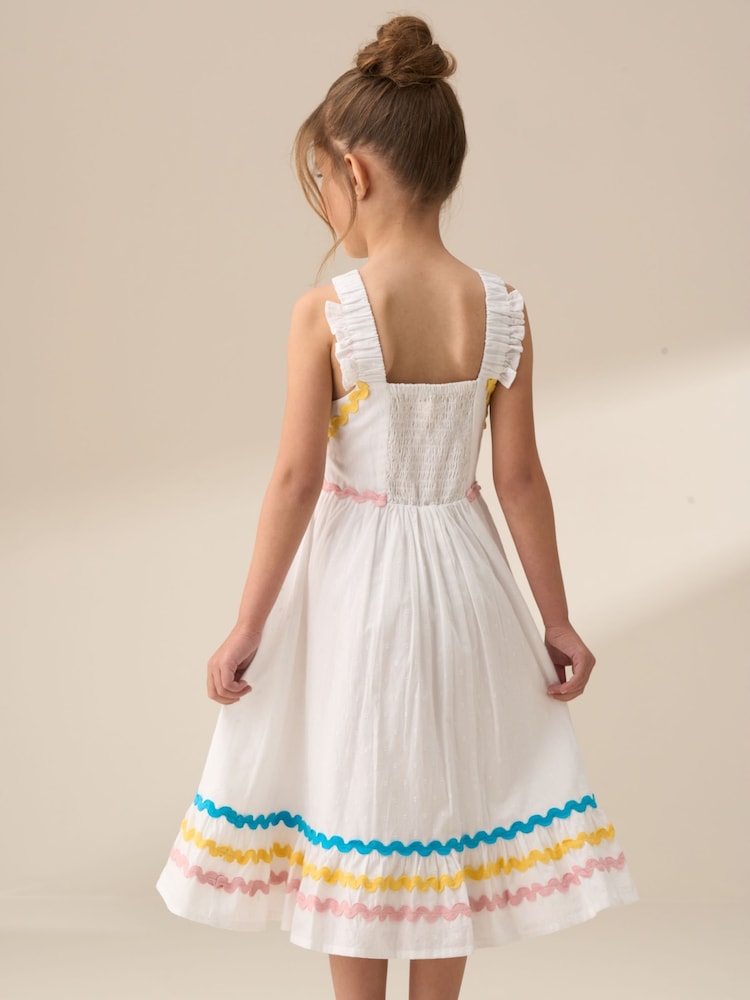 Angel & Rocket White Marie Tiered Frill 100% Cotton Dress - Image 3 of 8