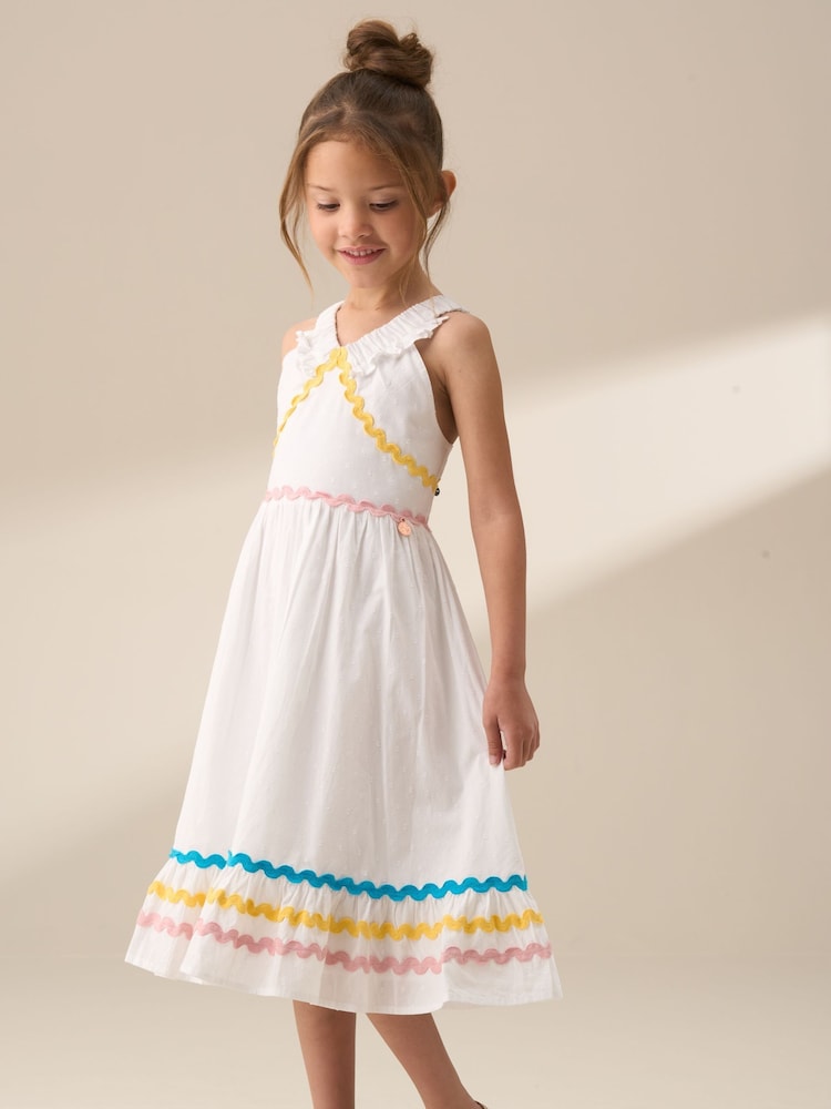 Angel & Rocket White Marie Tiered Frill 100% Cotton Dress - Image 4 of 8