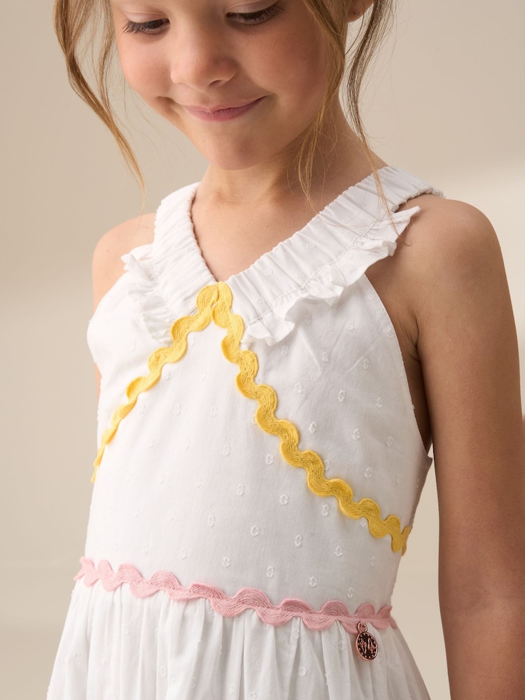 Angel & Rocket White Marie Tiered Frill 100% Cotton Dress - Image 5 of 8