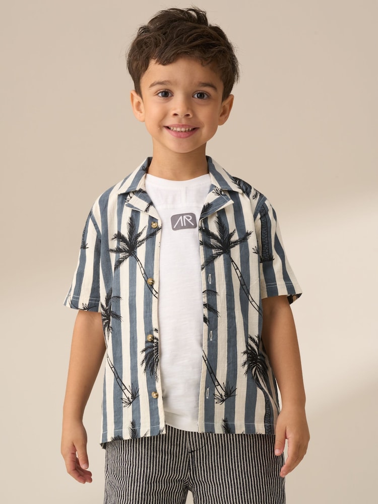 Angel & Rocket Black 100% Cotton Jamie Palm Print Resort Shirt - Image 1 of 7