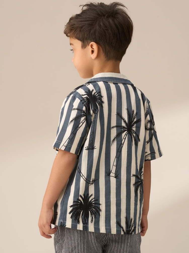 Angel & Rocket Black 100% Cotton Jamie Palm Print Resort Shirt - Image 2 of 7