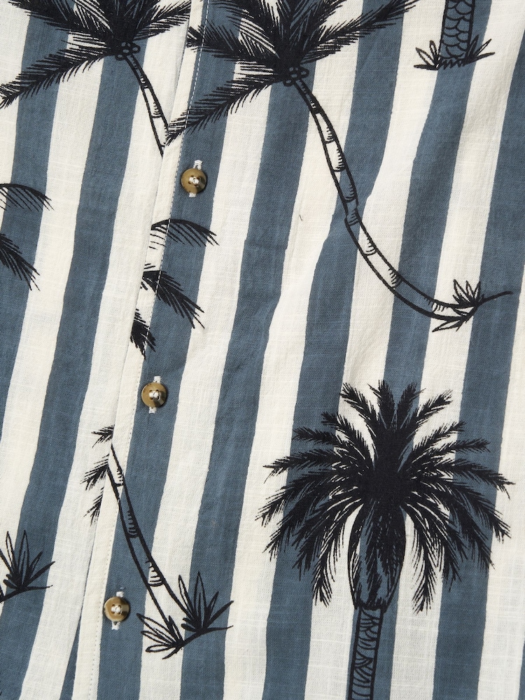 Angel & Rocket Black 100% Cotton Jamie Palm Print Resort Shirt - Image 7 of 7