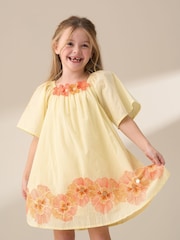 Angel & Rocket Yellow Coletta Embroidered Swing 100% Cotton Dress - Image 1 of 8