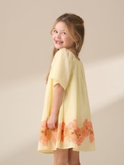 Angel & Rocket Yellow Coletta Embroidered Swing 100% Cotton Dress - Image 4 of 8