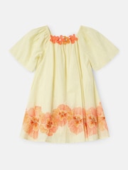 Angel & Rocket Yellow Coletta Embroidered Swing 100% Cotton Dress - Image 6 of 8