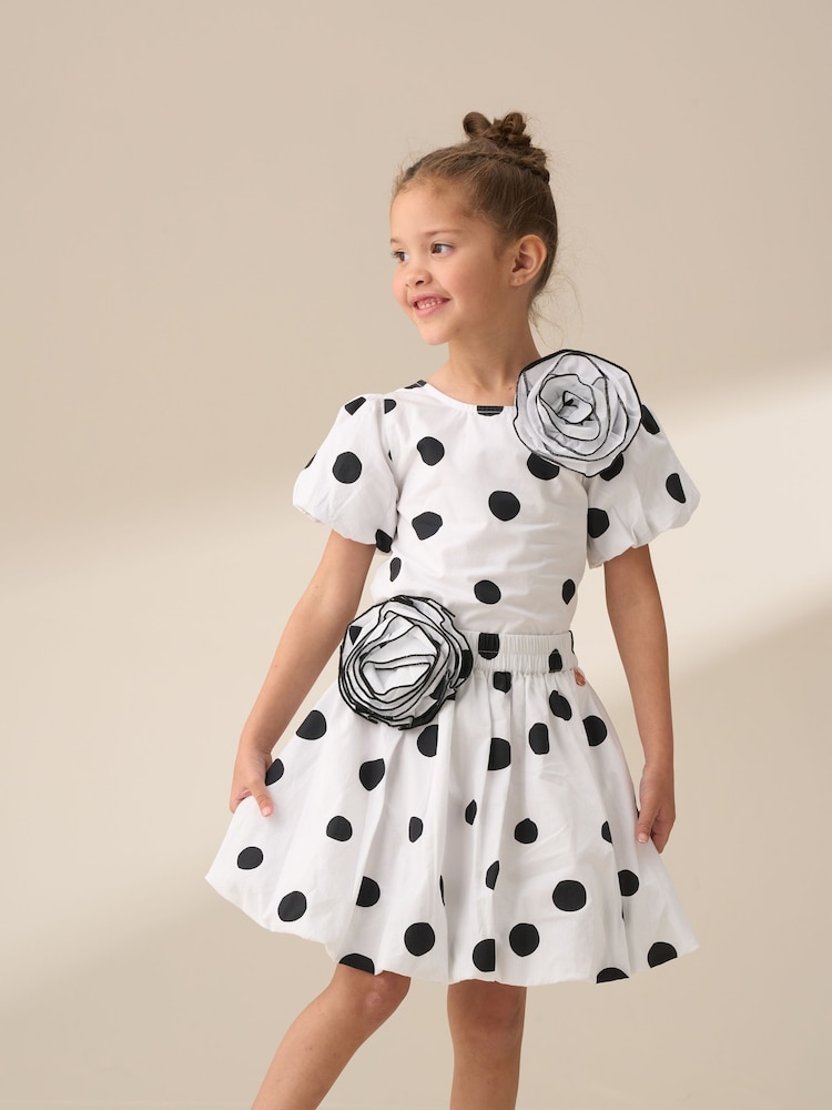 Angel & Rocket Amari White Spotty Bubble Hem Skirt - Image 1 of 7