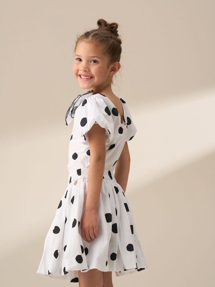 Angel & Rocket Amari White Spotty Bubble Hem Skirt - Image 3 of 7