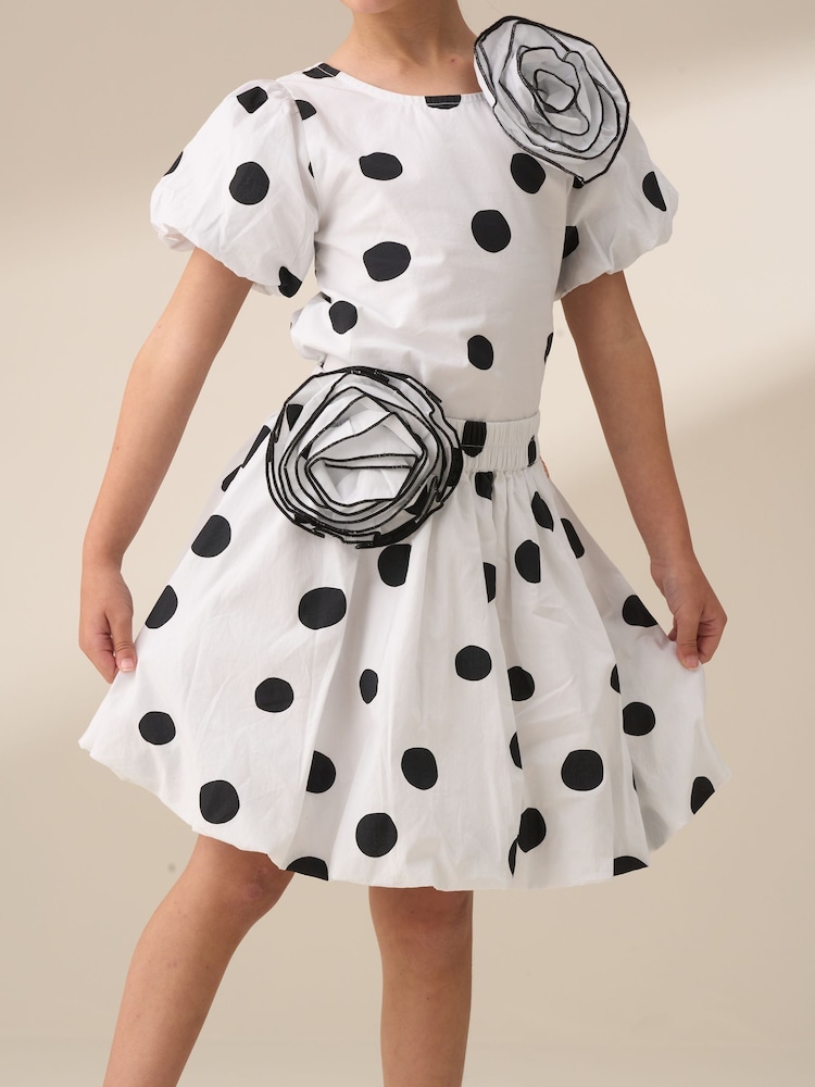 Angel & Rocket Amari White Spotty Bubble Hem Skirt - Image 4 of 7