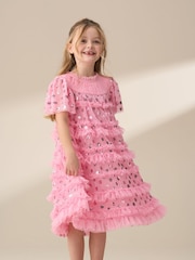 Angel & Rocket Pink Bea Mesh Frill Dress - Image 2 of 9
