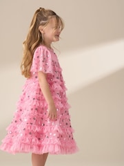 Angel & Rocket Pink Bea Mesh Frill Dress - Image 3 of 9