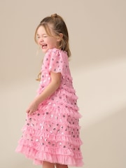 Angel & Rocket Pink Bea Mesh Frill Dress - Image 5 of 9