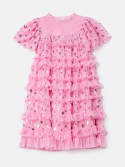 Angel & Rocket Pink Bea Mesh Frill Dress - Image 7 of 9