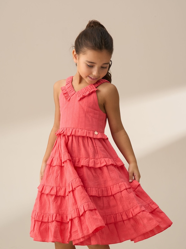 Angel & Rocket Orange Marie Tiered Frill 100% Cotton Dress - Image 1 of 9