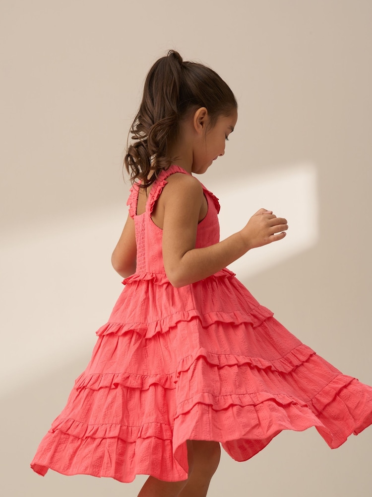 Angel & Rocket Orange Marie Tiered Frill 100% Cotton Dress - Image 2 of 9