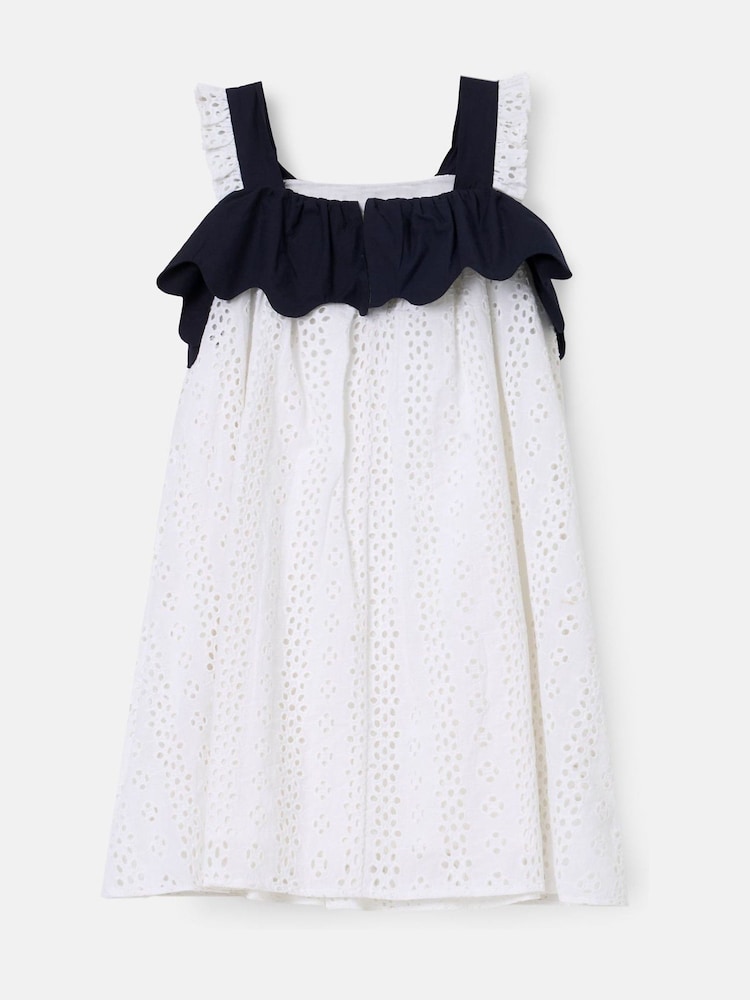 Angel & Rocket White Arielle Broderie Panel 100% Cotton Dress - Image 6 of 7