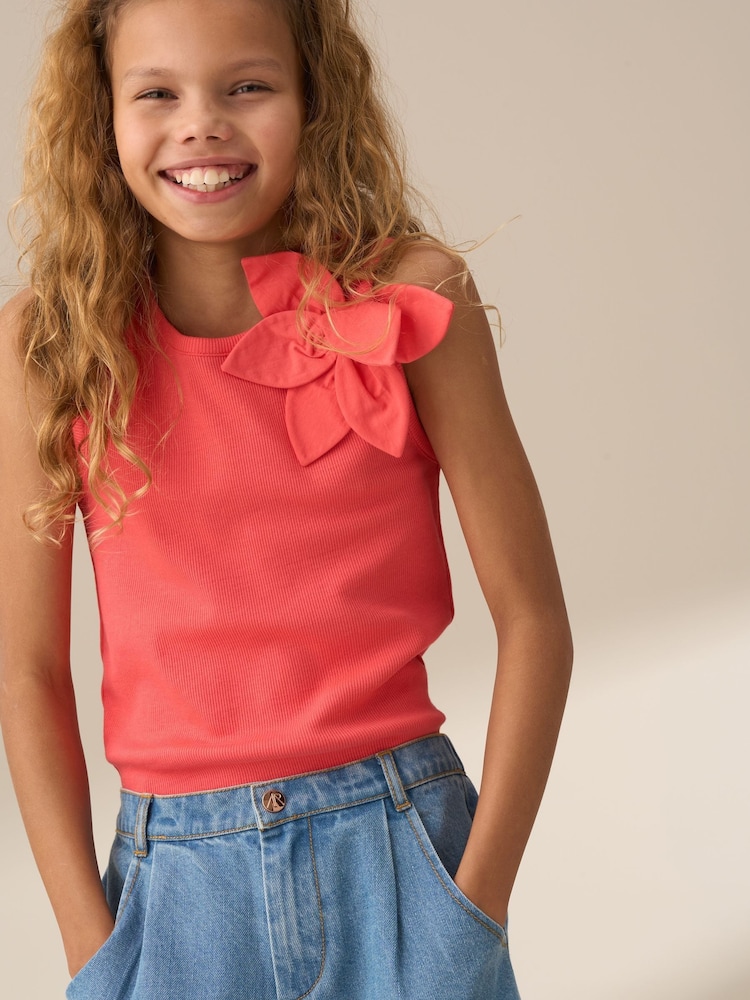 Angel & Rocket Orange Jenny Coral Corsage 100% Cotton Vest - Image 2 of 3