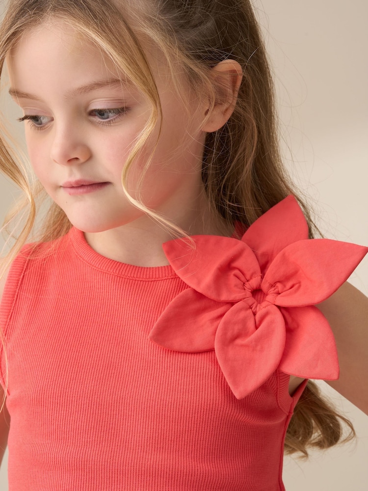 Angel & Rocket Orange Jenny Coral Corsage 100% Cotton Vest - Image 3 of 3