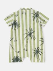 Angel & Rocket Green Jamie Palm Printed Collar 100% Cotton Romper - Image 6 of 7