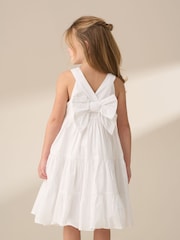 Angel & Rocket White Demi Tiered Bow Back 100% Cotton Dress - Image 2 of 7