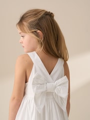 Angel & Rocket White Demi Tiered Bow Back 100% Cotton Dress - Image 4 of 7