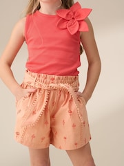 Angel & Rocket Orange Raya Printed Poplin 100% Cotton Shorts - Image 1 of 6
