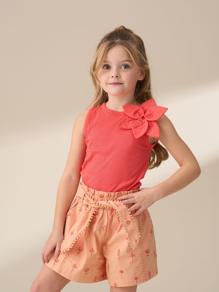 Angel & Rocket Orange Raya Printed Poplin 100% Cotton Shorts - Image 3 of 6