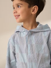 Angel & Rocket Blue 100% Cotton Leo Stripe Hooded Shirt - Image 4 of 5
