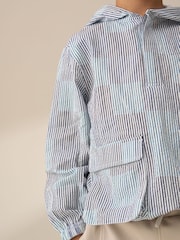 Angel & Rocket Blue 100% Cotton Leo Stripe Hooded Shirt - Image 5 of 5