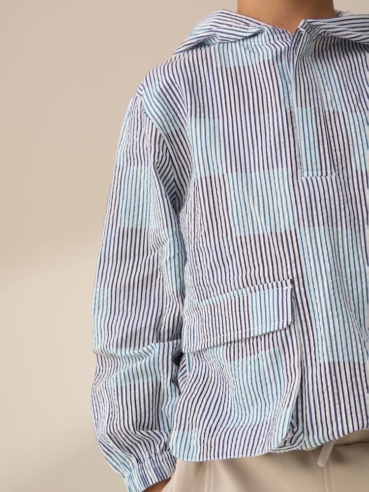 Angel & Rocket Blue 100% Cotton Leo Stripe Hooded Shirt - Image 5 of 5