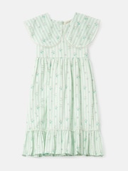 Angel & Rocket Green Ellery Stripe Collar Ditsy Floral 100% Cotton Dress - Image 6 of 8