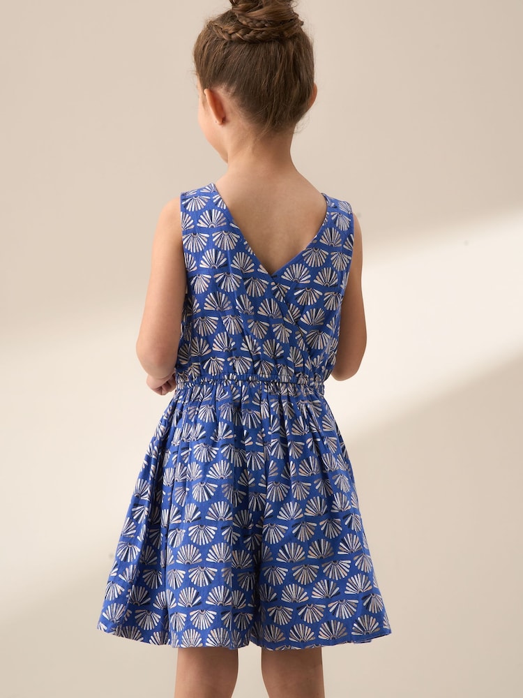 Angel & Rocket Blue Lina Printed Linen Playsuit - Image 2 of 7