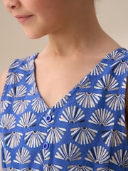 Angel & Rocket Blue Lina Printed Linen Playsuit - Image 3 of 7