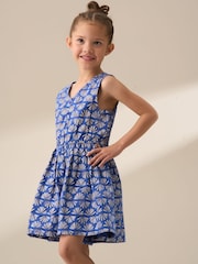 Angel & Rocket Blue Lina Printed Linen Playsuit - Image 4 of 7
