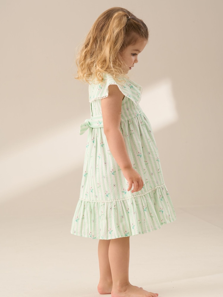Angel & Rocket Green Ellery Seersucker Stripe 100% Cotton Dress - Image 3 of 7