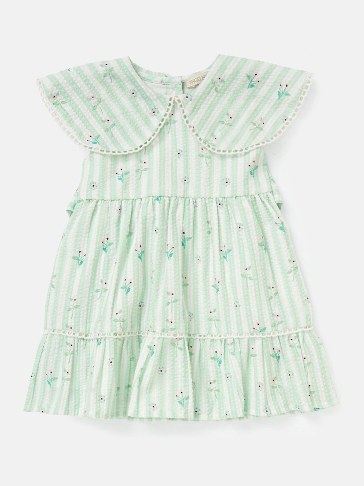 Angel & Rocket Green Ellery Seersucker Stripe 100% Cotton Dress - Image 5 of 7