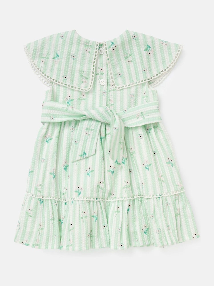 Angel & Rocket Green Ellery Seersucker Stripe 100% Cotton Dress - Image 6 of 7