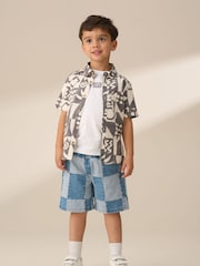 Angel & Rocket Black Connor Distresed Printed Holiday 100% Cotton Shirt - Image 1 of 1